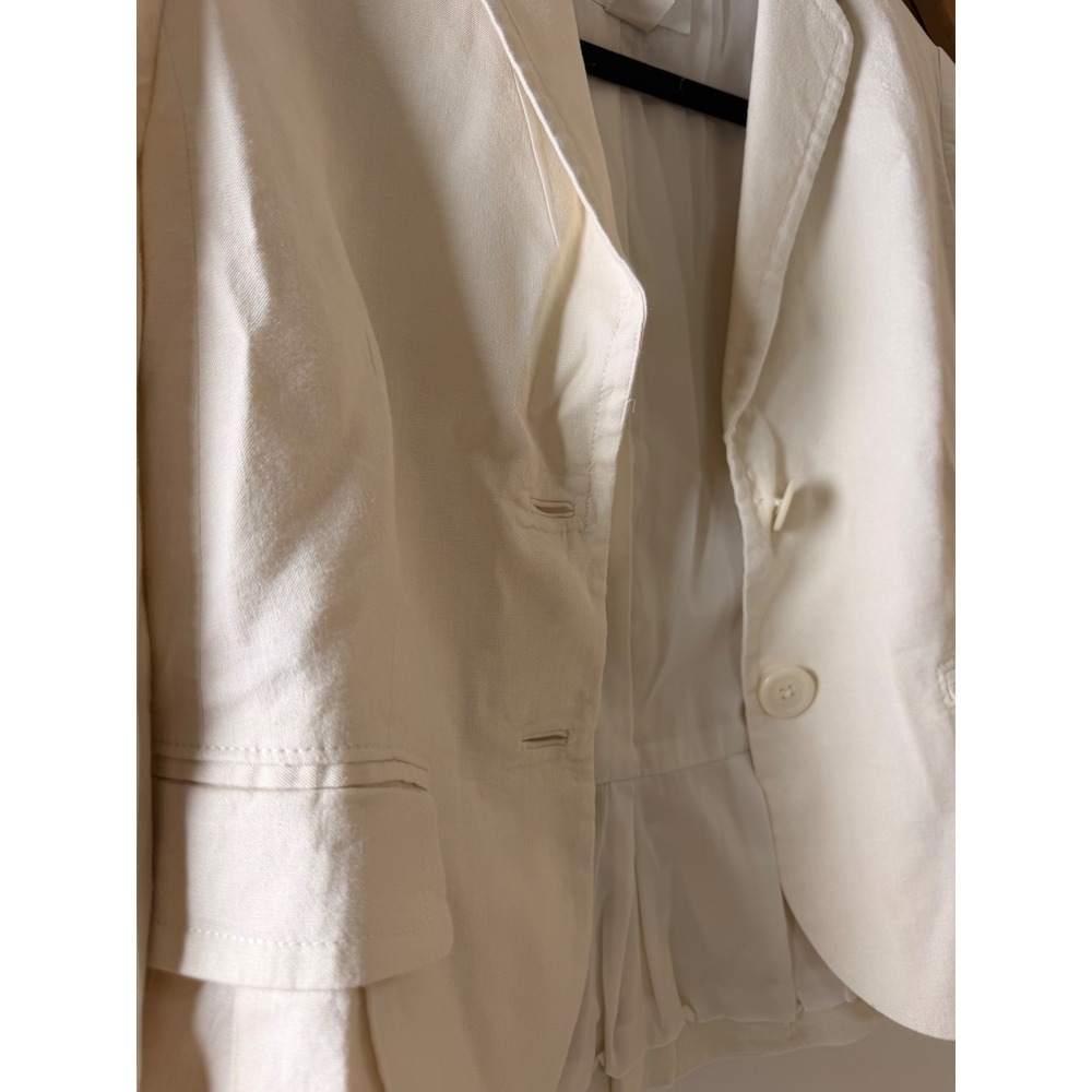 Banana Republic Blazer Womens 6P Cream Excellent Linen Blend Peplum Back Jacket - Picture 4 of 6